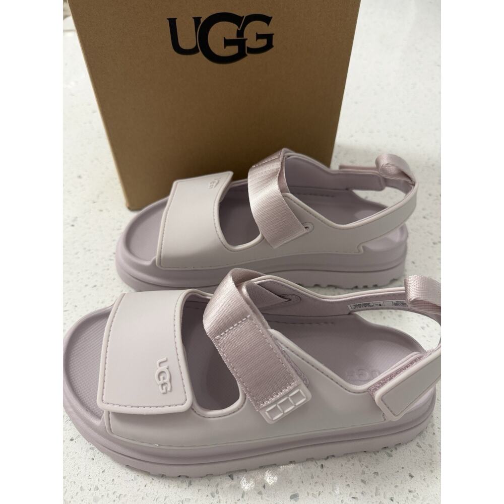 New UGG K Goldenglow Kids Size 5 Sandal /1152813K With Box Bay Fog